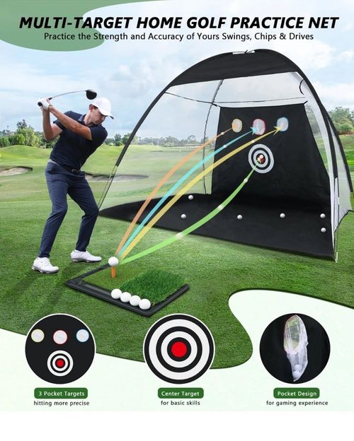 300cm 10 x 7ft Indoor Outdoor Golf Practice-Net Golf Hitting Cage Golf Training — image 2