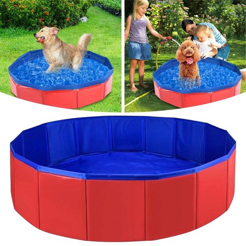 Foldable Dog Pool Thickened Pet Bath Tub W/Drain Valve Outdoor Pet Bathing Tub — image 12