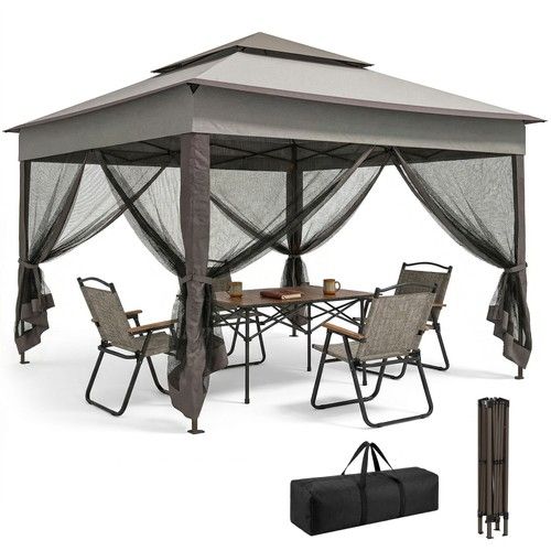 Outsunny Garden Folding Tent Heavy Duty Pop Up Gazebo for Party Dark Grey