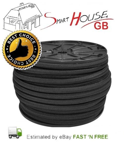 ELASTIC BUNGEE ROPE SHOCK CORD TIE DOWN WHITE BLACK VARIOUS LENGTH / THICKNESS