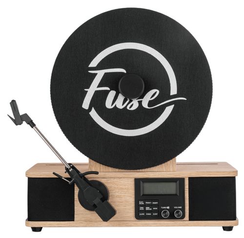 Fuse Wrap Vertical Vinyl Record Player Radio, Bluetooth, Alarm Clock - Bamboo — image 4