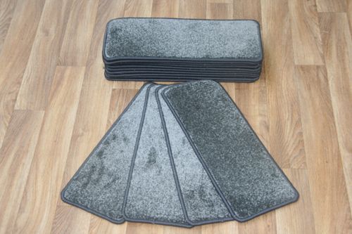 14 Carpet Stair Case Treads Majestic Grey 609 Saxony Large Pads  20cm x 50cm x14 — image 2