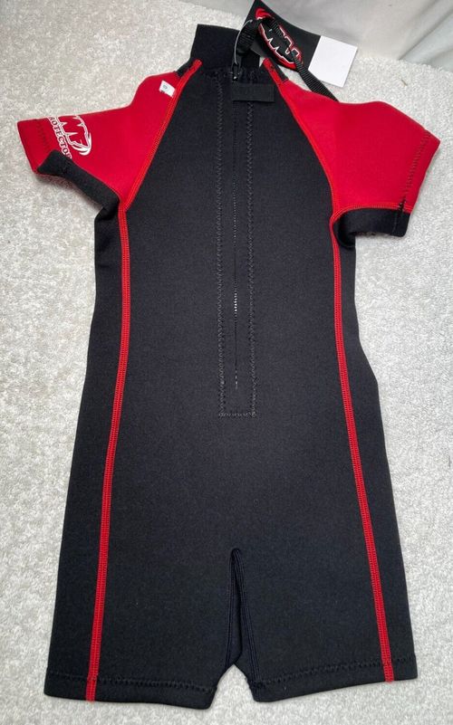 TWF Kids Girls Boys Red Shorty Shortie Neoprene Wetsuit UV 50+ Zip Age 2 - 3 — image 4