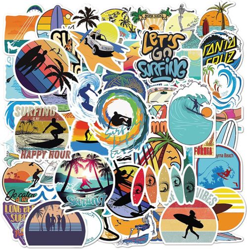 Surfing Stickers 100PCS, Summer Water Sports Stickers for Surfboard