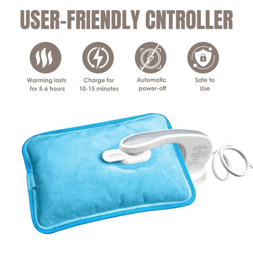 ELECTRIC RECHARGEABLE HOT WATER BOTTLE BED HAND WARMER MASSAGING HEAT PAD — image 3