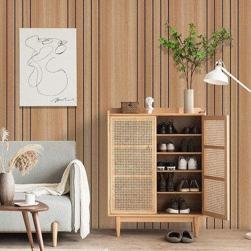 15M 3D Wood Grain Panel Effect Wallpaper Stick Self Adhesive Wood Slat Wallpaper