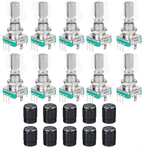 10Pcs EC11 rotary encoder,360 Degree Rotary Encoder Code Switch Push Button EC11