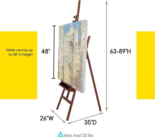 Walnut Large Painters Easel Adjustable Solid Beech Wood Artist Easel, Studio Eas — image 3