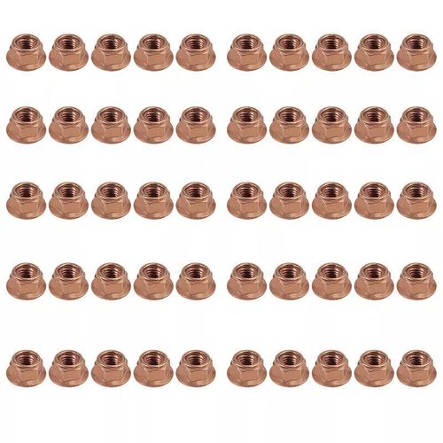 50Pcs M8 Copper Flashed Exhaust Manifold Nut 8mm Nuts High Temperature Nuts Set — image 12