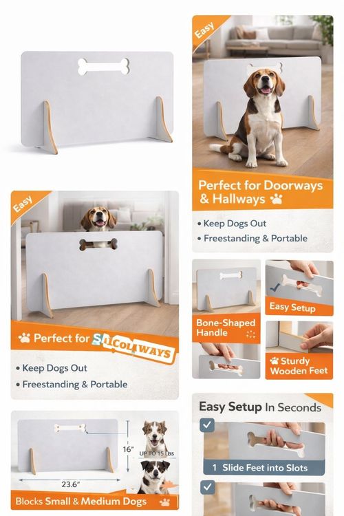 Freestanding Dog Stopper for Stairs & Doorways | No-Drill Pet Gate for Hallways — image 10