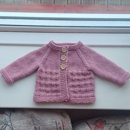 Handmade Knitted Pink Newborn Cardigan And Hat Set. — image 3