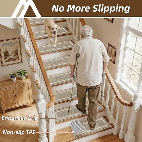 COSY HOMEER Carpet Stair Treads 15pcs Set, Non-Slip Indoor Carpet Treads for Sta — image 2