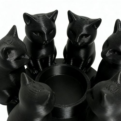 Black Cats Candle Tea Light Holder 3D Printing Cats Animal Candle Holder — image 9