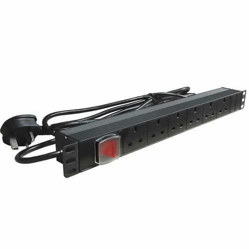 1U 6 Way 13A PDU 19 Inch Rack Switch Horizontal Mount Power Distribution Unit UK