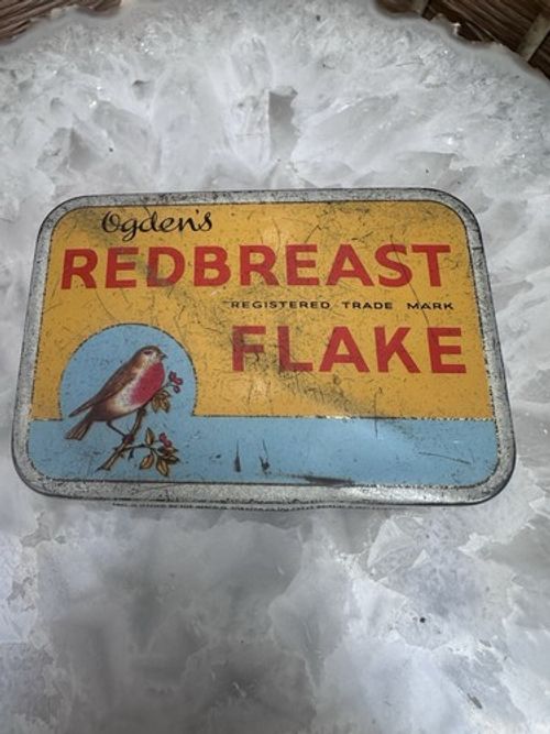 Vintage Ogden’s Redbreast Flake Tobacco Tin - 2oz Hinged Lid Robin Bird Label