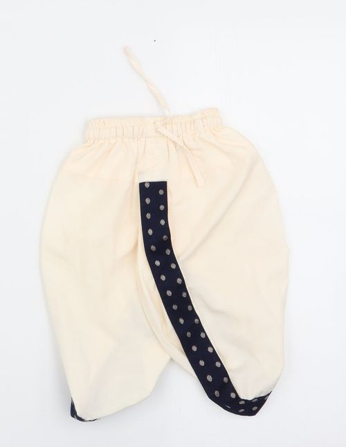 Preworn Girls Jogger Trousers Size 9-12 Months Ivory Elastic Waist — image 2