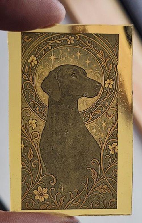 Stained glass Black Labrador dog permanently kiln fired glass piece