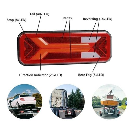 2pcs 12V 24V LED Neon Rear Tail Light Dynamic Indicator Truck Trailer 5 Function — image 5