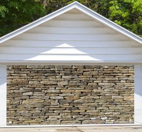 Rustic Garden Stone Wall Garage Door Banner Fabric Party Backdrop Cloth BH