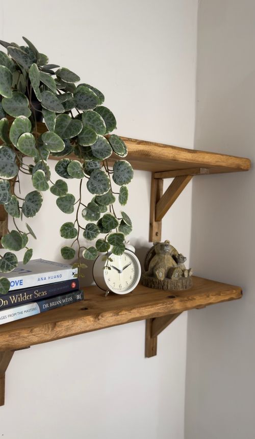 Rustic Wooden Handmade Scaffold Board Shelves Shelf, with 2 wooden Brackets — image 3