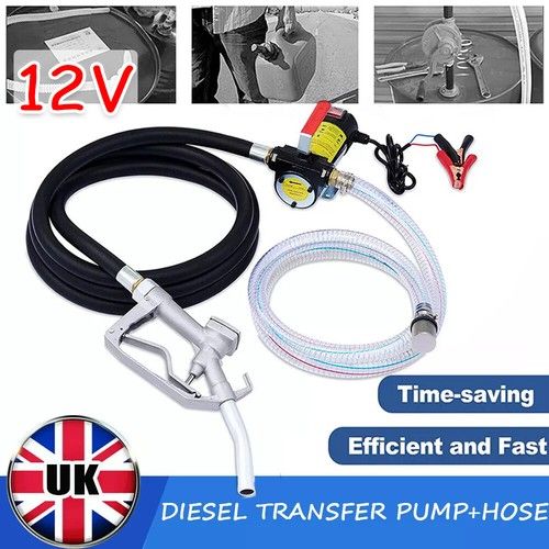12V Diesel Electric Fuel Transfer Pump Oil Dispenser with Nozzle Hoses Kit