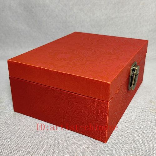 5.9"Collection Old China Gold-rimmed Nanmu Wood Carved Jewelry Box Storage Box — image 18
