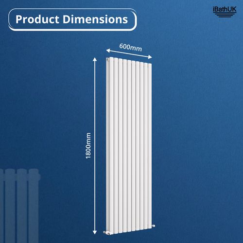 Radiator Vertical Oval Column Double Panel Designer Heating White 1800 x 600mm — image 5