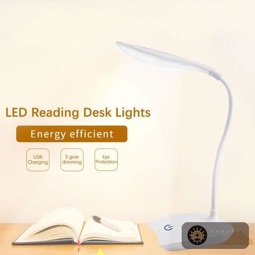 LED Desk Lamp USB Rechargeable Eye Protection Dimmable Touch Control Bedroom Ni