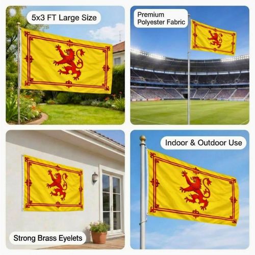 Large Scotland Rampant Lion Flag 5X3FT Football World Cup Scottish Fan Support — image 10