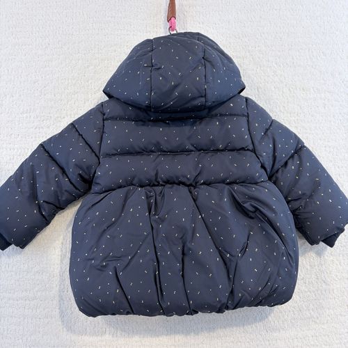 name it Hooded Sherpa Lined Puffer Jacket Full Zip Navy/Gold Polka Dot 9-12M — image 5