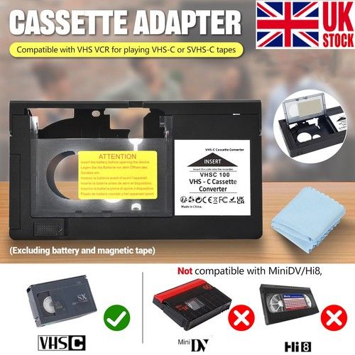 VHS-C SVHS Cassette Adapter JVC RCA Motorized Camcorder Tape Converter UK