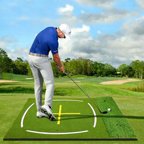 Golf Mat with Dual Turf Golf Hitting Mat with Standing Guide-Line & Swing Path — image 17