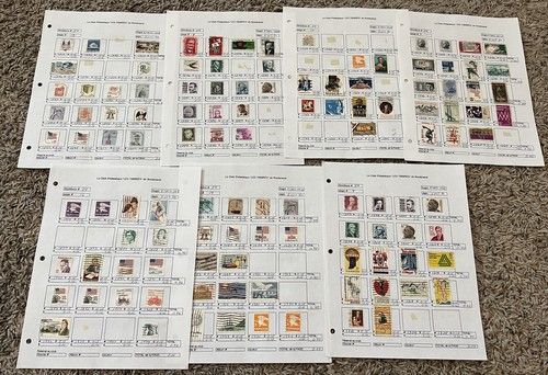 AMAZING USA STAMPS LOT ON BOISBRIAND QUEBEC AUCTION PAGES, FLAGS, EAGLES ETC. #3
