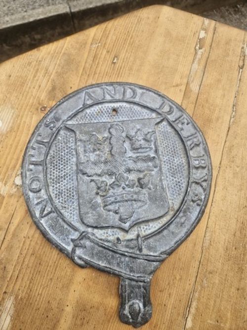 Antique Lead Notts And Derby Fire Plaque