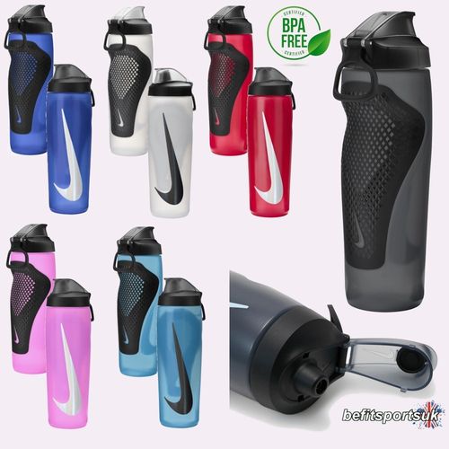 NIKE WATER BOTTLE GYM SPORTS FOOTBALL DRINKS GRIP SQUEEZE NO LEAK BPA REFUEL LID — image 1