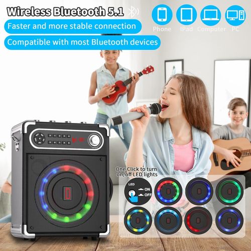 Karaoke Machine with 2 Wireless Microphones,Portable Bluetooth 5.1 Speaker Light — image 6