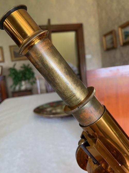 Antique Henry Crouch Histological Brass Microscope - circa 1887, Cased — image 8