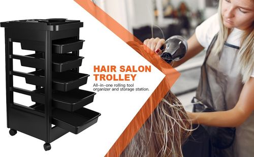 Salon Hairdresser Trolley Beauty Barber Storage Basket Rolling Cart 5 Drawer — image 11