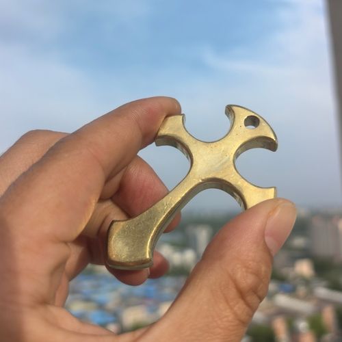 Unpolished - Brass Solid Cross Pendant EDC Tool - Surface not polished — image 2