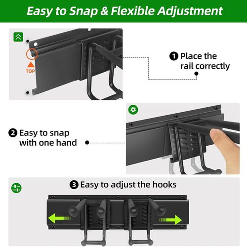 3x Garage Garden Tool Holder Storage Rack Shed Wall Mounted Organiser Long Hooks — image 8
