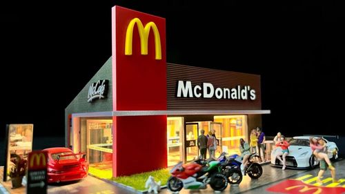 Diorama 1:64 Car Garage Model LED Lighting Gas Stations Parking Lot Scene Model — image 7