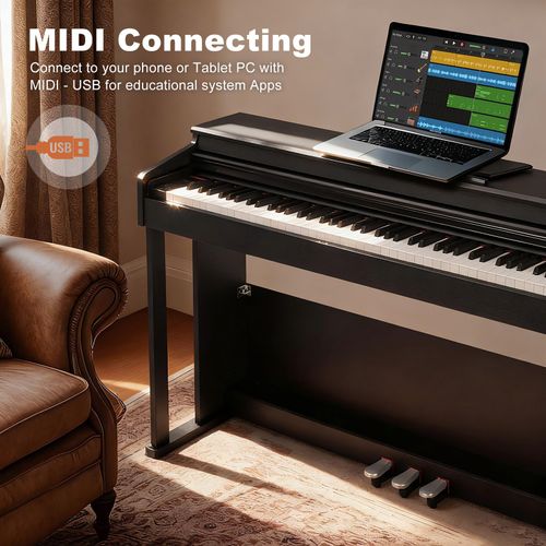 ♬Mustar 88 Fully Weighted Keys Upright Digital Piano Electric Keyboard 3 pedals — image 6