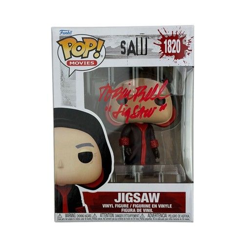 Autographed/Signed Tobin Bell Jigsaw Saw Funko Pop #1820 Movie Figurine JSA COA