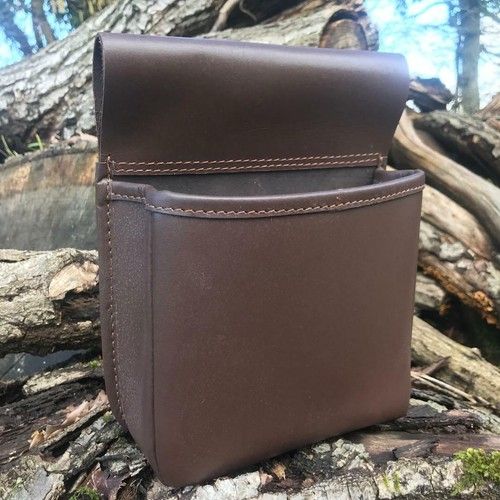 HAND MADE BROWN LEATHER SHOOTING CARTRIDGE POUCH BAG BELT SHELL HOLDER HANDY