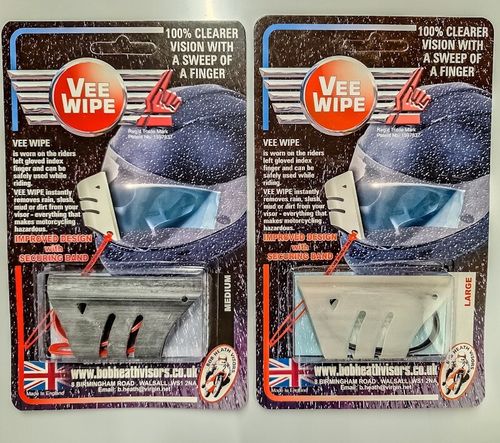 BOB HEATH VEE WIPE,VISOR WIPE,MOTORCYCLE VISOR,TWIN PACK, LARGE & MEDIUM + BANDS — image 1