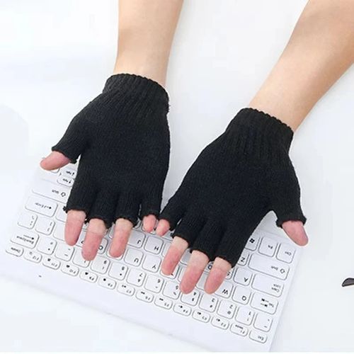 Unisex Fingerless Black magic Half Finger Thermal gloves Mens Womens boys — image 5