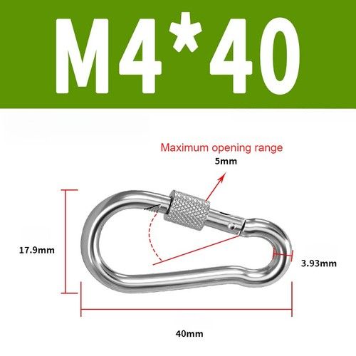 Carabiner Clip With Screw Nut Heavy Duty Snap Hook Spring Clip Stainless Steel