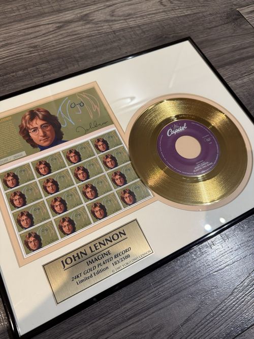 John Lennon Imagine 24KT Gold Plated Presentation Disc Framed Display Ltd  Ed — image 4