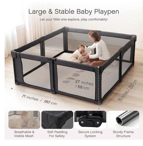 Doradotey Foldable Baby Playpen 180 x 200 cm with Walk in Door — image 3