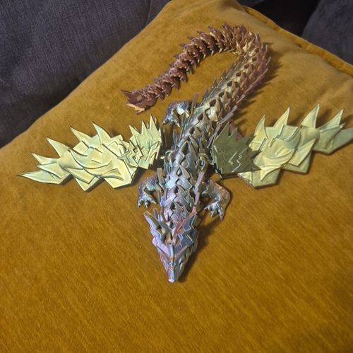 3d printed Metallic Articulated Dragon Figurine with Wings - Mythical Creatures — image 10